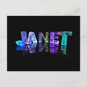 De naam Janet in 3D-lichten (foto) Briefkaart