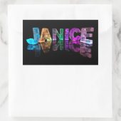 De naam Janice in 3D Lichten (Foto) Rechthoekige Sticker (Tas)