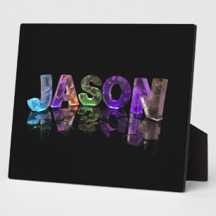 De naam Jason in 3D-lichten (foto) Fotoplaat