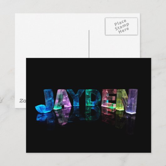 De naam Jayden in 3D-lichten (foto) Briefkaart (Voorkant / Achterkant)