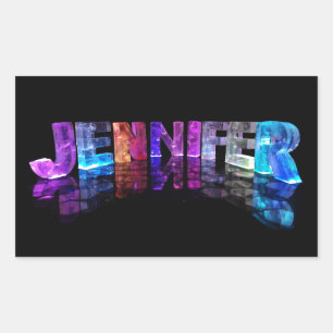 De naam Jennifer in 3D-lichten (foto) Rechthoekige Sticker