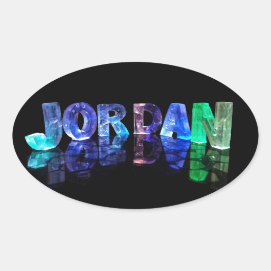 De naam Jordan in 3D Lichten (Foto) Ovale Sticker (Voorkant)