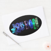 De naam Jordan in 3D Lichten (Foto) Ovale Sticker (Envelop)