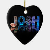 De naam Josh in 3D-lichten (foto) Keramisch Ornament (Rechts)