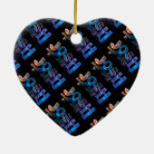 De naam Josh in 3D-lichten (foto) Keramisch Ornament (Achterkant)