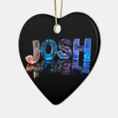 De naam Josh in 3D-lichten (foto) Keramisch Ornament (Links)
