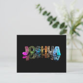 De naam Joshua in 3D Lichten (Foto) Briefkaart (Staand voorkant)