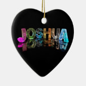 De naam Joshua in 3D Lichten (Foto) Keramisch Ornament (Rechts)