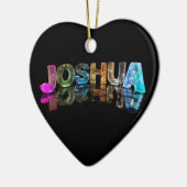 De naam Joshua in 3D Lichten (Foto) Keramisch Ornament (Links)