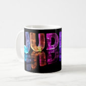 De naam Judith in 3D-lichten (foto) Koffiemok (Voorkant links)