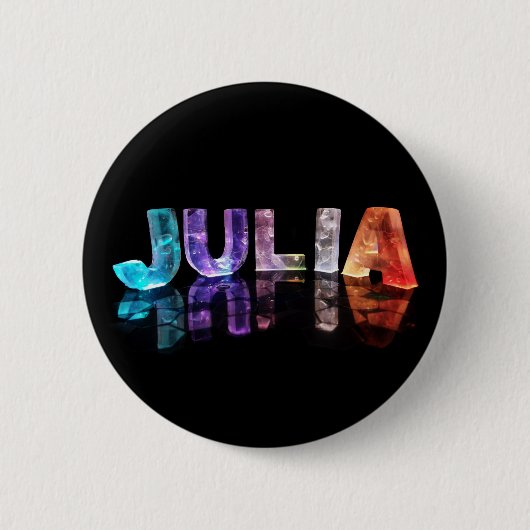 De naam Julia in 3D-lichten (foto) Ronde Button 5,7 Cm (Voorkant)