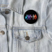 De naam Julia in 3D-lichten (foto) Ronde Button 5,7 Cm (In situ)