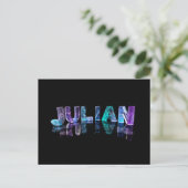 De naam Julian in 3D-lichten (foto) Briefkaart (Staand voorkant)