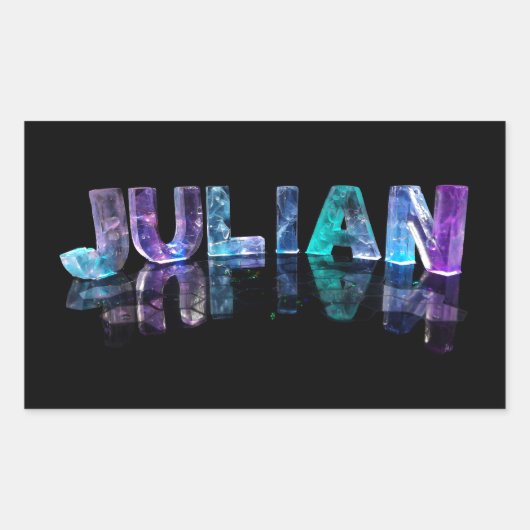 De naam Julian in 3D Lichten (Foto) Rechthoekige Sticker (Voorkant)