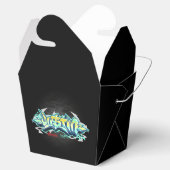 De naam Justin in graffiti Bedankdoosjes (Geopend)