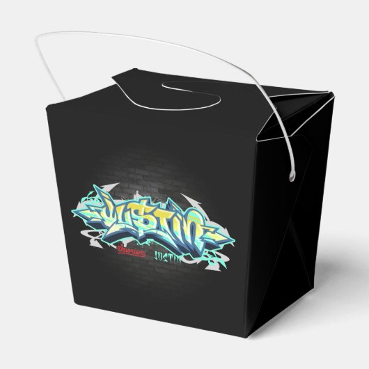 De naam Justin in graffiti Bedankdoosjes (Achterkant)