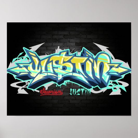 De naam Justin in graffiti Poster (Voorkant)