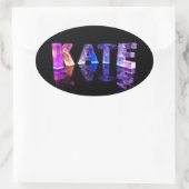 De naam Kate in 3D Lichten (Foto) Ovale Sticker (Tas)