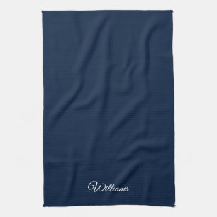 De naam klassieke marineblauw-wit aanpassen theedoek