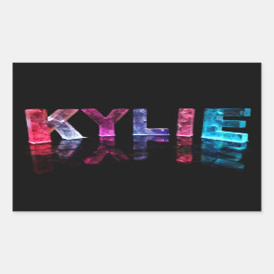 De naam Kylie in 3D Lichten (Foto) Rechthoekige Sticker