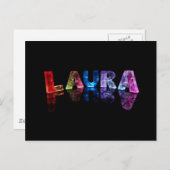 De naam Laura in 3D Lichten (Foto) Briefkaart (Voorkant / Achterkant)