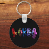 De naam Laura in 3D Lichten (Foto) Sleutelhanger (Voorkant)