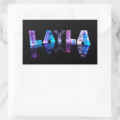 De naam Layla in 3D-lichten (foto) Rechthoekige Sticker (Tas)