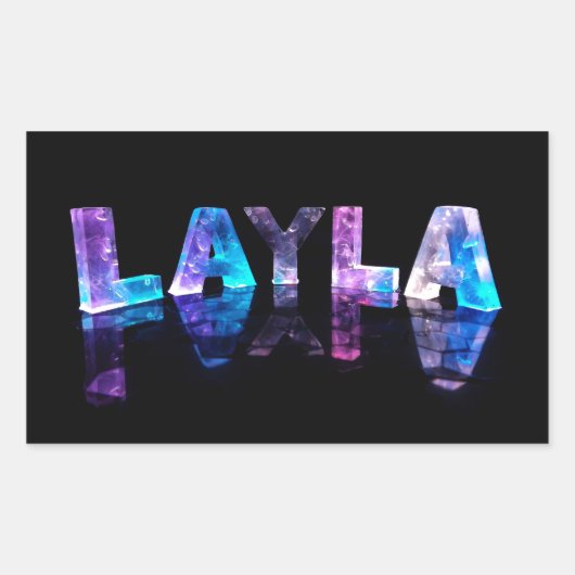 De naam Layla in 3D-lichten (foto) Rechthoekige Sticker (Voorkant)