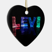 De naam Levi in 3D-lichten (foto) Keramisch Ornament (Rechts)