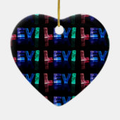 De naam Levi in 3D-lichten (foto) Keramisch Ornament (Achterkant)