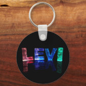 De naam Levi in 3D-lichten (foto) Sleutelhanger (Voorkant)