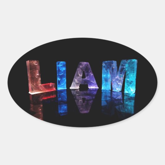 De naam Liam in 3D-lichten (foto) Ovale Sticker (Voorkant)