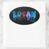 De naam Logan in 3D Lichten (Foto) Ovale Sticker (Tas)