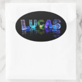 De naam Lucas in 3D lichten (foto) Ovale Sticker (Tas)
