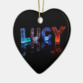 De naam Lucy in 3D Lichten (Foto) Keramisch Ornament (Links)