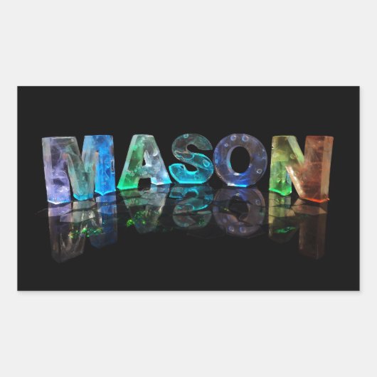 De naam Mason in 3D-lichten (foto) Rechthoekige Sticker (Voorkant)