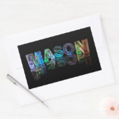De naam Mason in 3D-lichten (foto) Rechthoekige Sticker (Envelop)