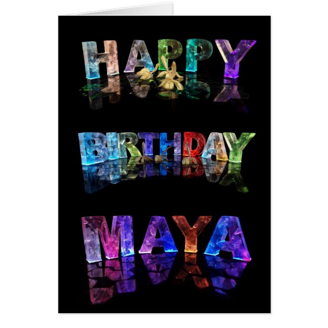 De naam Maya in 3D lichten (foto) (Voorkant)