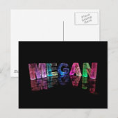 De naam Megan in 3D Lichten (Foto) Briefkaart (Voorkant / Achterkant)