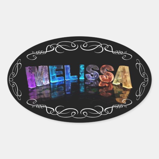 De naam Melissa in 3D-lichten (foto) Ovale Sticker (Voorkant)
