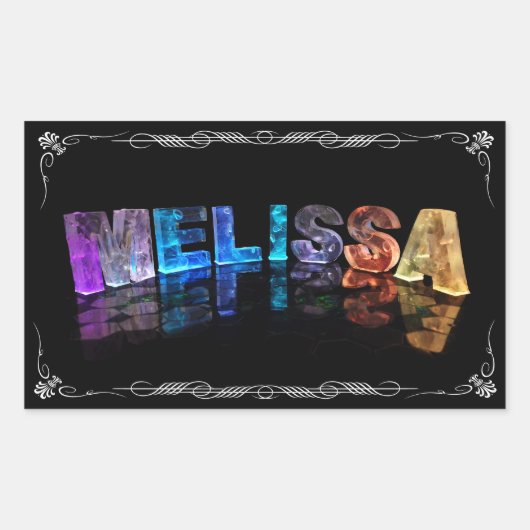De naam Melissa in 3D-lichten (foto) Rechthoekige Sticker (Voorkant)