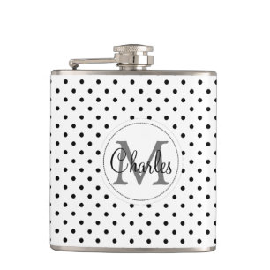 De Naam Monogram.White van de douane en Zwarte Heupfles