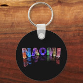 De naam Naomi in 3D-lichten (foto) Sleutelhanger (Voorkant)
