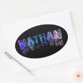 De naam Nathan in 3D Lights (Foto) Ovale Sticker (Envelop)
