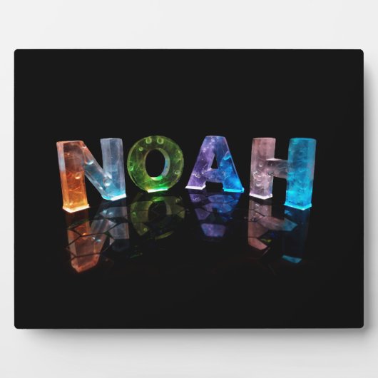 De naam Noah in 3D lichten (foto) Fotoplaat (Voorkant)