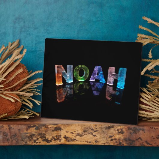 De naam Noah in 3D lichten (foto) Fotoplaat (Zijkant)