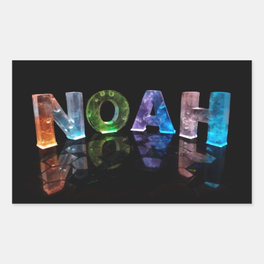 De naam Noah in 3D lichten (foto) Rechthoekige Sticker (Voorkant)