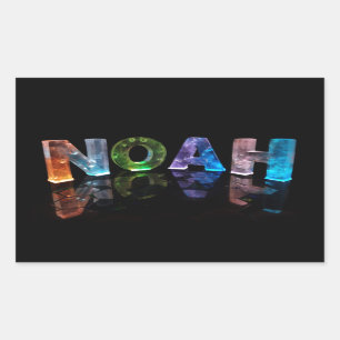 De naam Noah in 3D lichten (foto) Rechthoekige Sticker