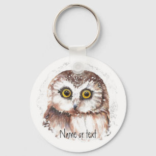 De Naam of de tekst van de douane, Kute Little Owl Sleutelhanger