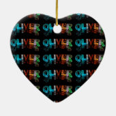 De naam Oliver in 3D-lichten (foto) Keramisch Ornament (Achterkant)